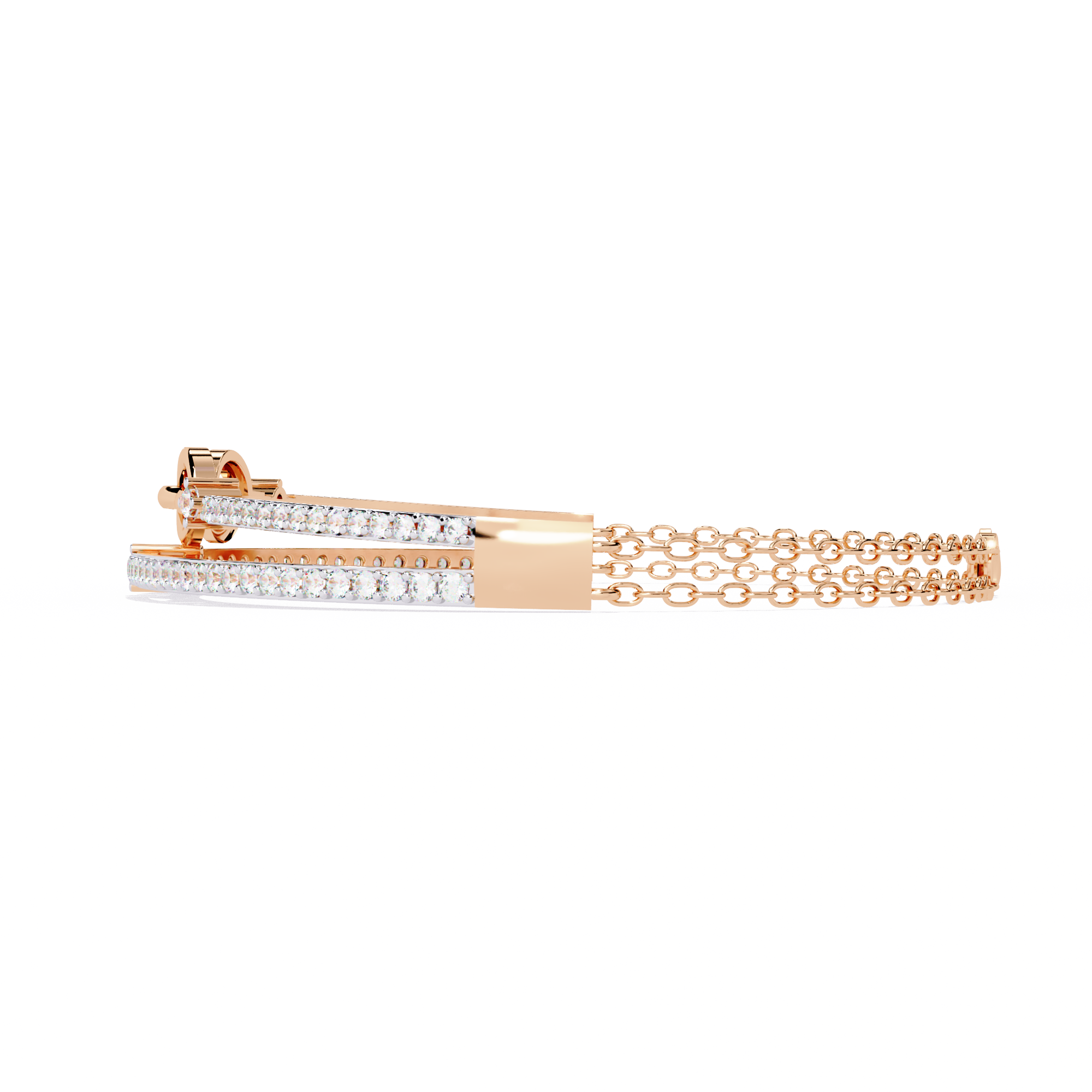 Solitairekart 0.86ct Double Row Diamond and Gold Chain Link Bracelet-HI Color, VS-SI Clarity